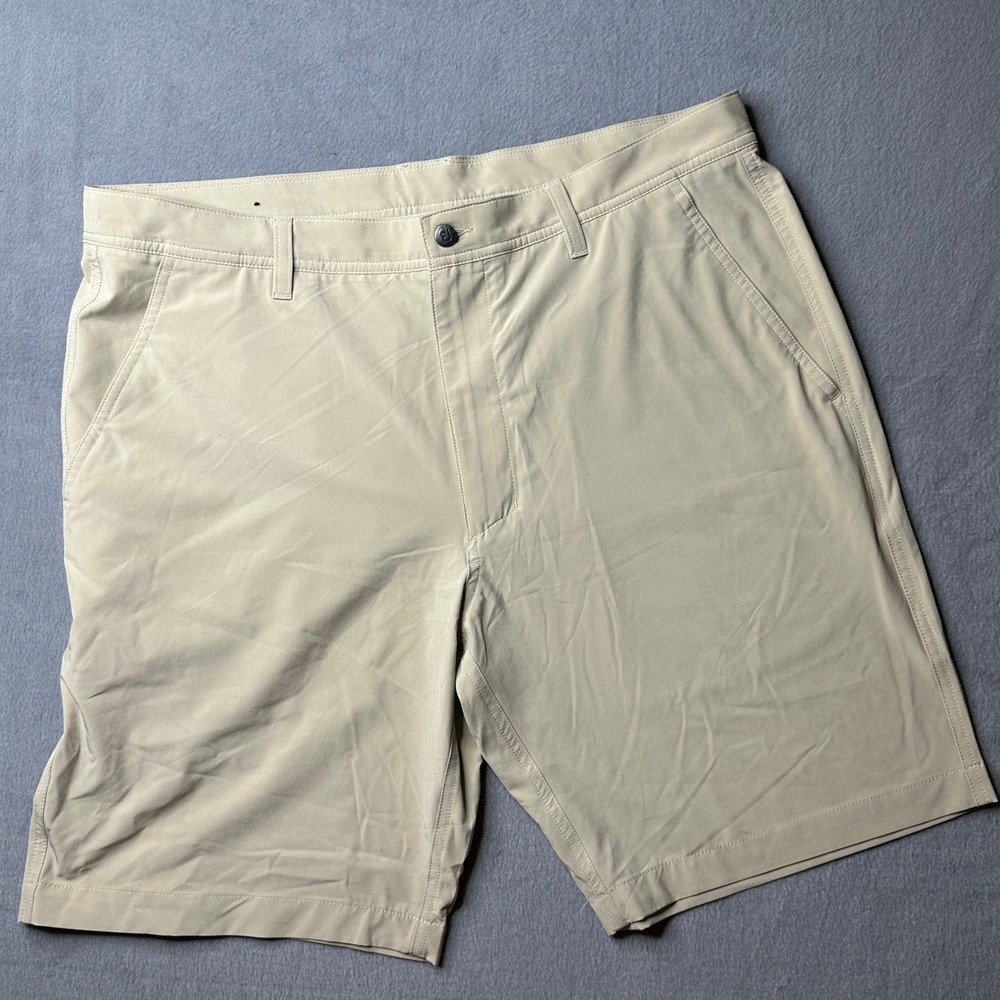 FootJoy Golf Shorts Mens 36 Khaki Tan Performance Spandex Flat‎ Front Acushnet
